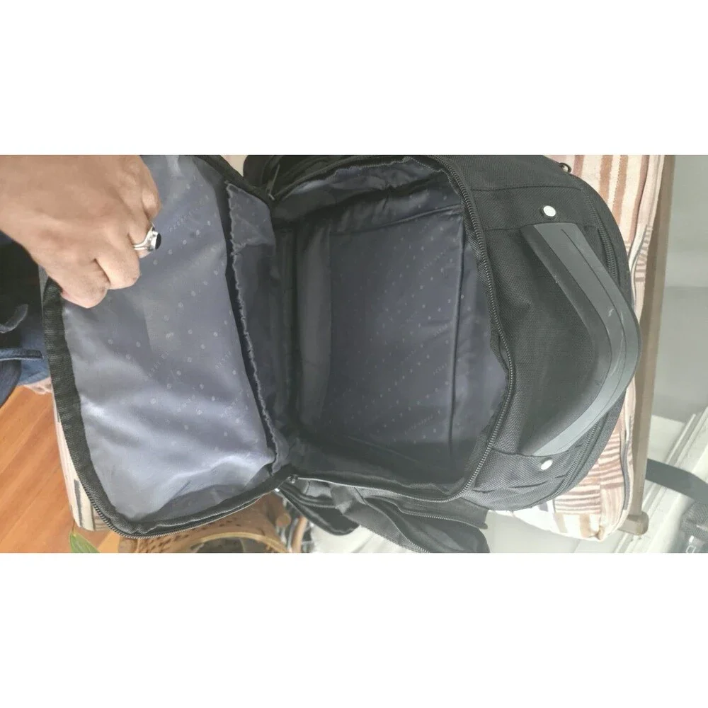 Perry Ellis Black Laptop Backpack Travel/Business Bag, Zip, Multiple Pockets